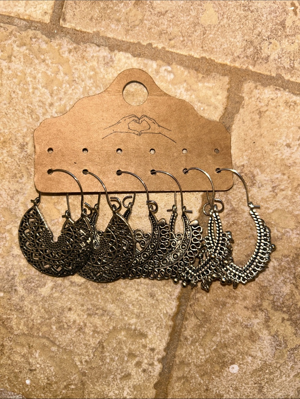 Vintage-Inspired Silver Filigree Hoop Earring Set - 3 Pairs